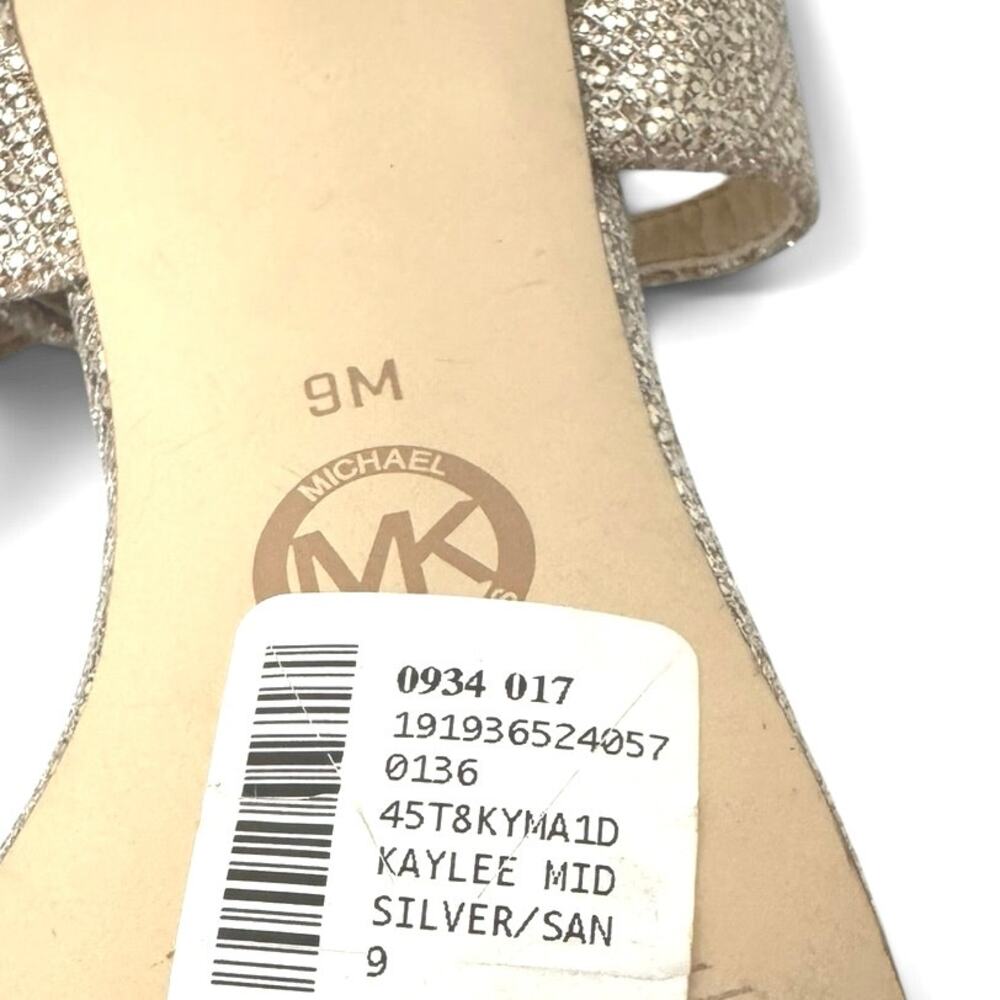 Michael Kors Metallic Gold Silver Kaylee Strappy Heel Sandals Size 9 M - Picture 10 of 10